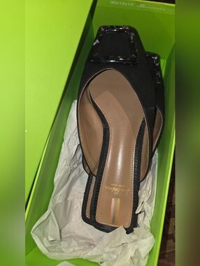 Sam Edelman Black Slip-On Mules with Buckle Accent Box Included.
